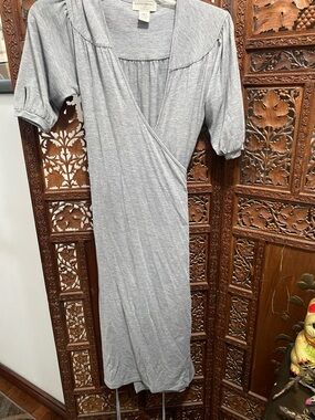 Banana Republic Light Gray Wrap Midi Dress
